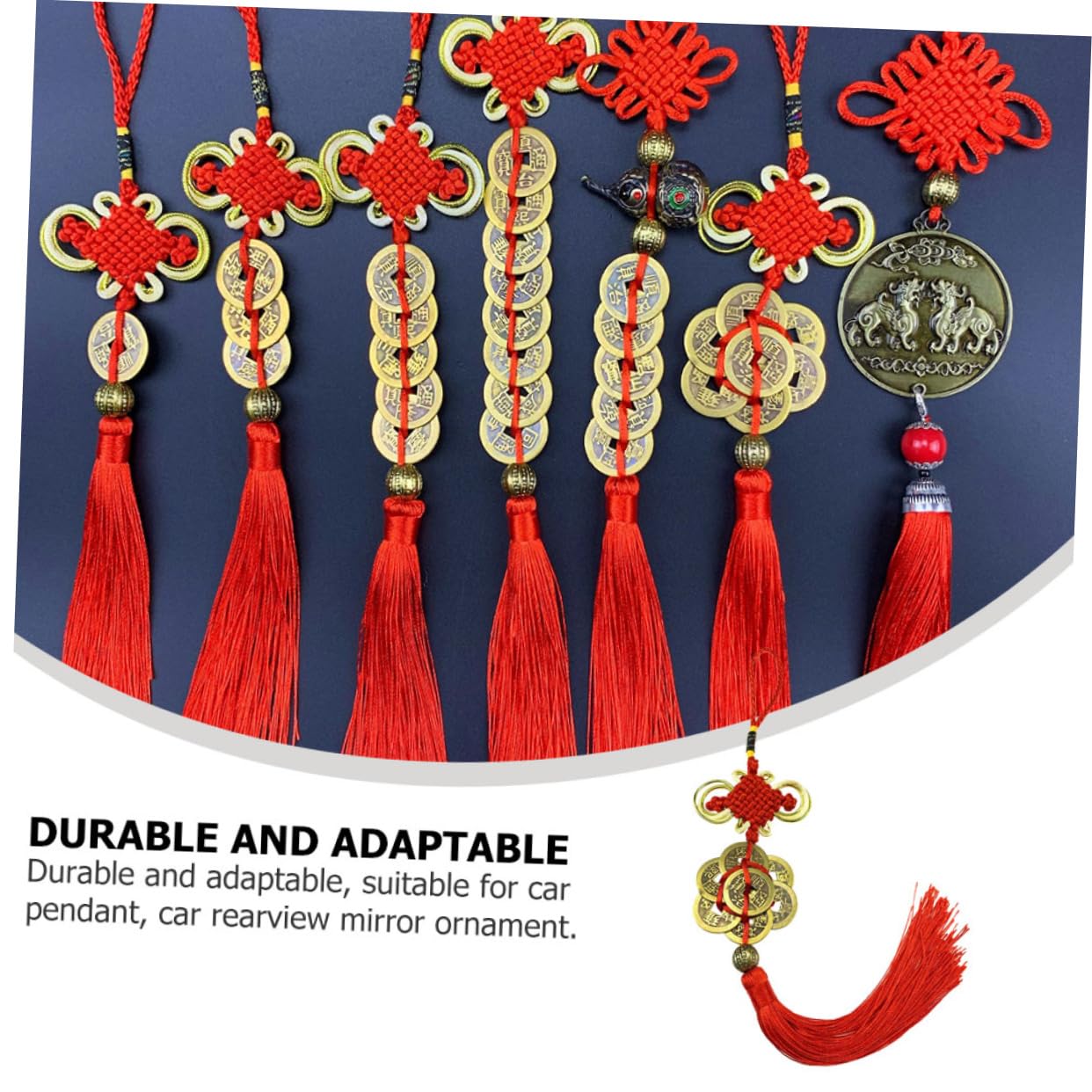 Cabilock Lot De 5 Pendentifs Pompon Nœud Chinois Jaune - Décoration Voiture Et Festival Printemps