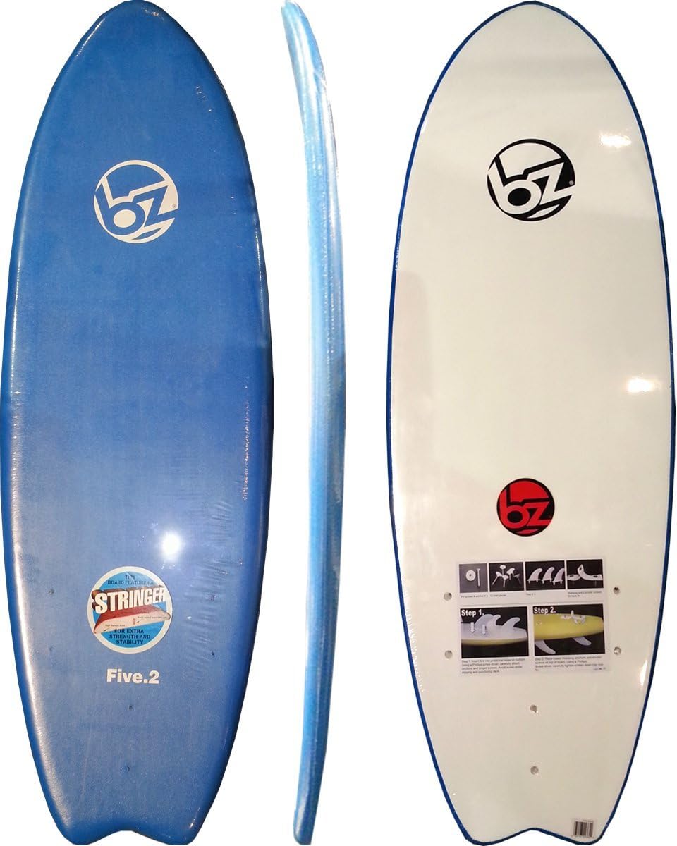 BZ Soft Top Surfboard Fish, 5 Feet/ 2 Inches in Blue