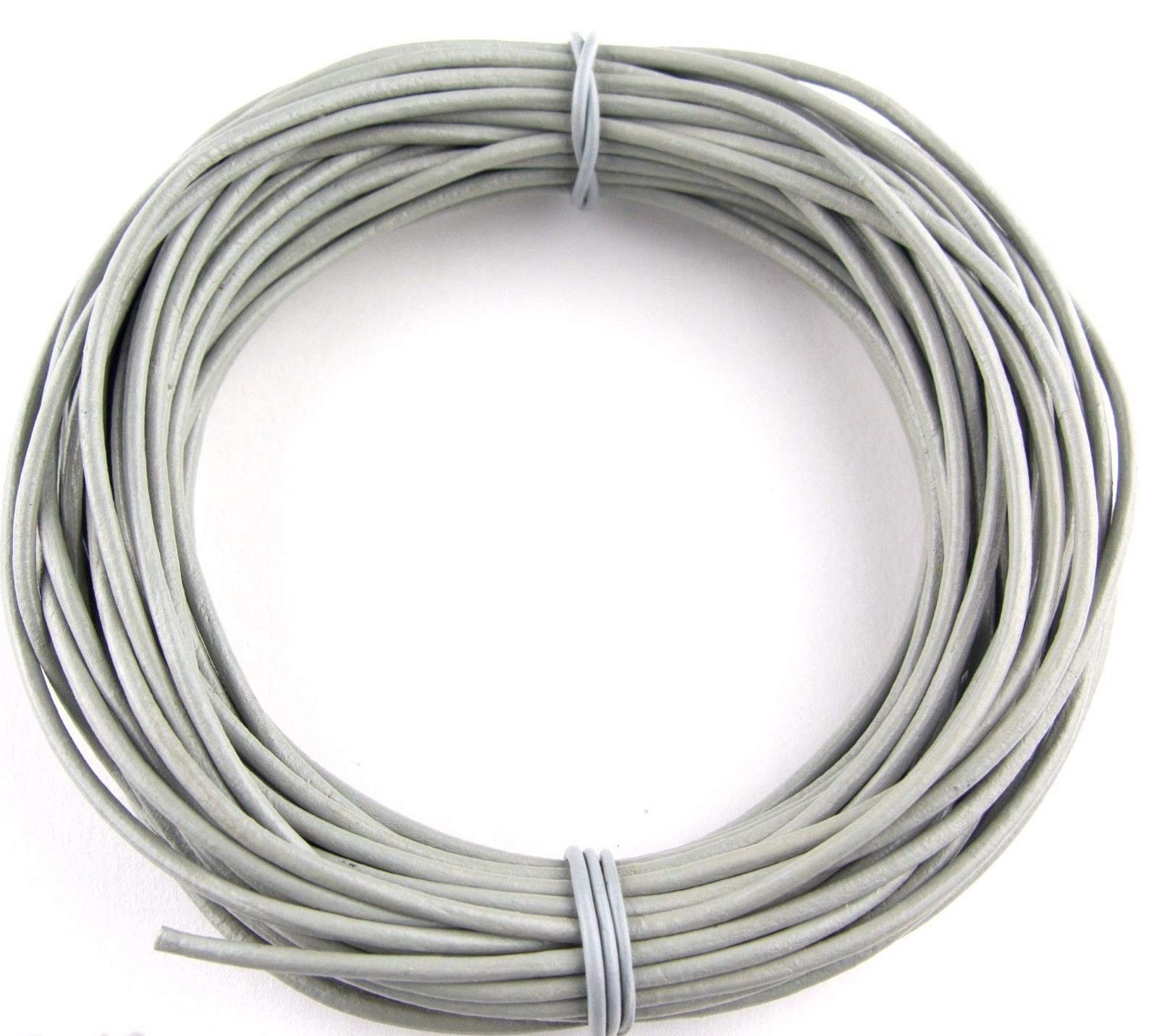 Gray Round Leather Cord 1 mm 10 Meters (11 Yards)