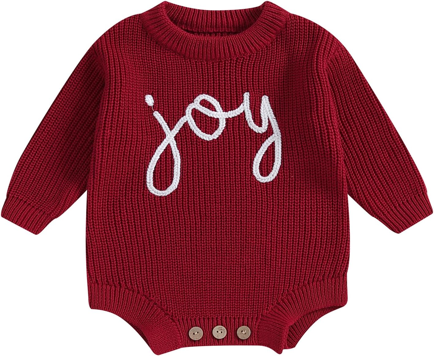 Lesimsam Newborn Baby Boy Girl Christmas Outfit Knit Sweater Romper Oversized Long Sleeve Bubble Romper Warm Winter Clothes