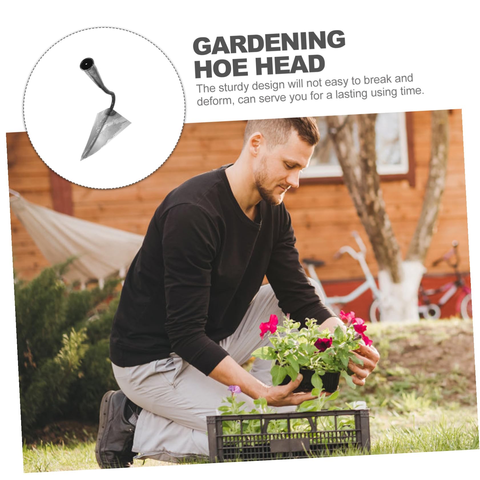 Healifty Houe de Jardin en Acier Inoxydable à Joints Renforcés Tête de Houe de Jardin Compacte Noire , Outil de Binage Multifonction pour Pépinières et Vergers