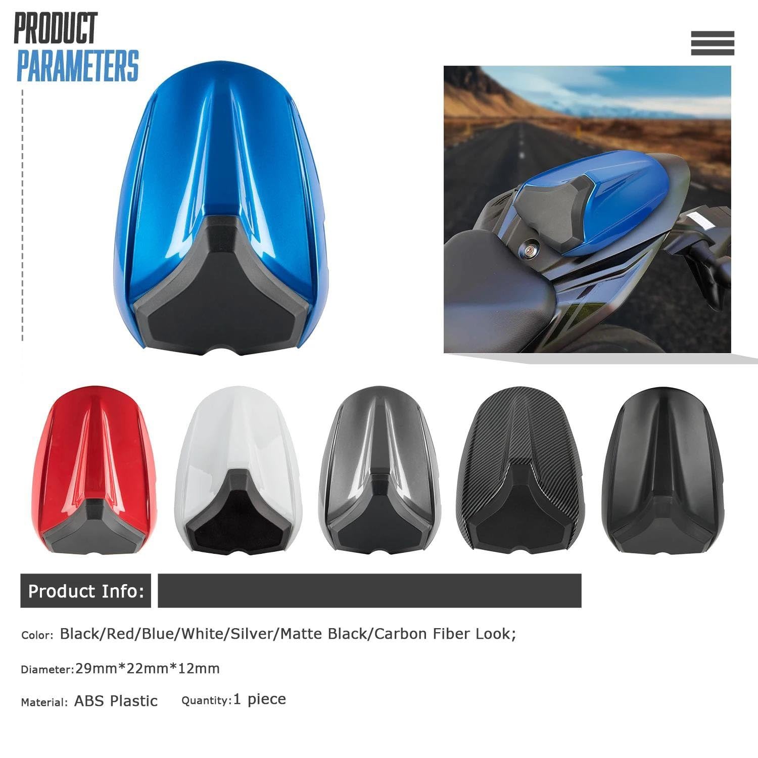 Moto Carenatura Cappuccio Copertura di Sede Cowl Passeggero Posteriore Carenatura per Suzuki per GSX-S per GSXS 750 per GSXS750 per GSX-S750 2017-2022 Fodere per sedili Moto(Matte Black)