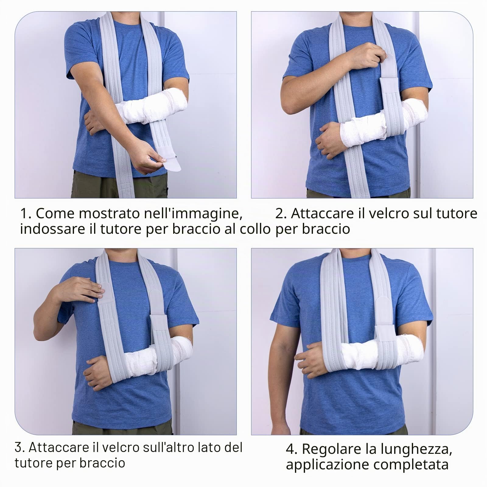 Tutore Braccio Ingessato Regolabile Immobilizzatore Braccio Leggero e Confortevole Supporto per Braccio Per Donne e Uomini, per Lesioni Al Gomito Destro e al Braccio 63 Pollici (blu scuro)