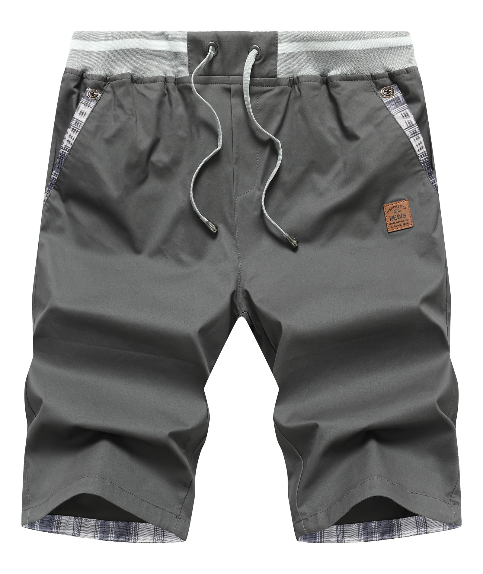 Djtnzdm Chino Shorts for Men UK Summer Cargo Shorts Elasticated Waistband Mens Bermuda Shorts Cotton Adult Classic Fit (3XL Grey)