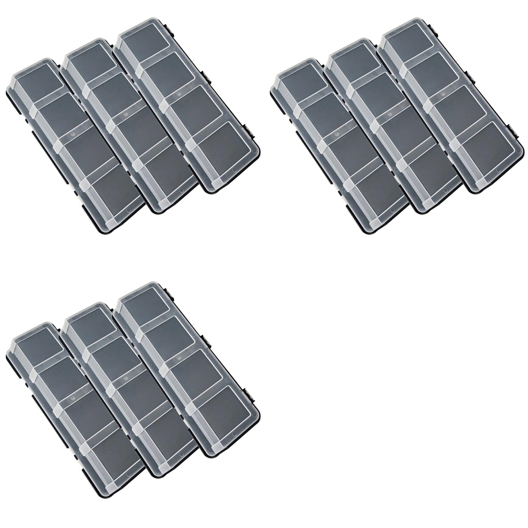 Jnchdghwa Black 9Pcs Parts Storage Box Plastic Organizer Box With 4 Compartment Tool Part Container Bin With Lid Storage Case