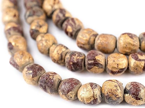 TheBeadChest - Cuentas de oración de Buda de arcilla con hoja de oro de 0.433 in, multicolor, redonda, 40-45 pulgadas