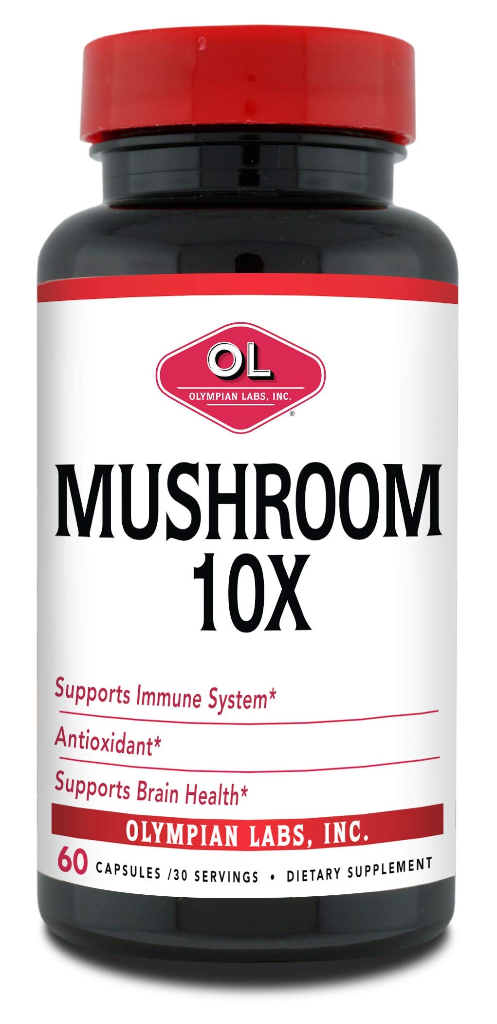 Olympian Labs10X Mushroom Supplement Capsules - Supports Immune System, Antioxidant, Brain Health - 60 Capsules (30 Servings)
