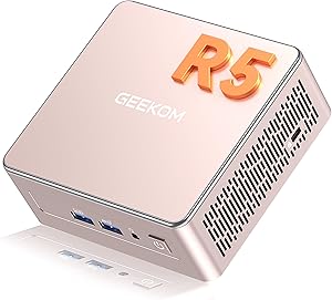 GEEKOM A5 with AMD Ryzen 5 7430U [Professional Mini PC for Smart Working] | 16GB DDR Expandable RAM (up to 64GB) and 512GB…