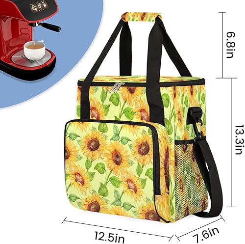 Miniatura 2 de Bolsa de transporte de viaje para cafetera de girasoles y flores, compatible con Keurig K-Mini o K-Mini Plus, portátil, de una sola porción con