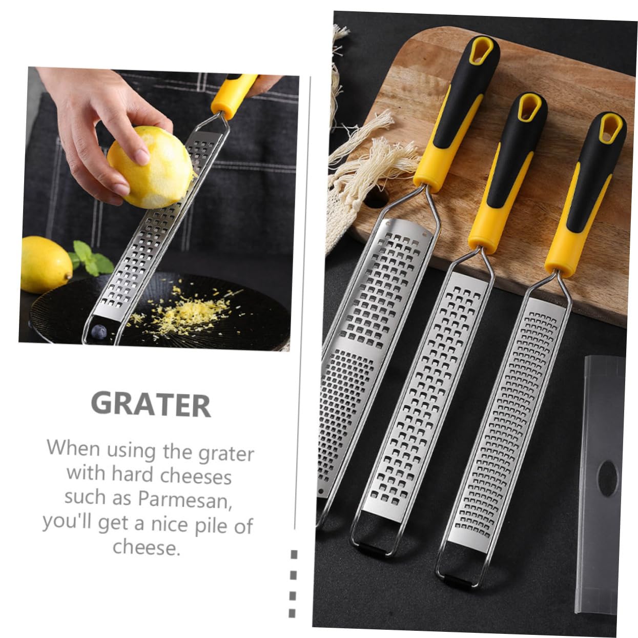 ABOOFAN 2Pcs Multi Purpose Stainless Steel Cheese Grater with Handle for Grating Cheese and Fruits Easy to Clean and Use