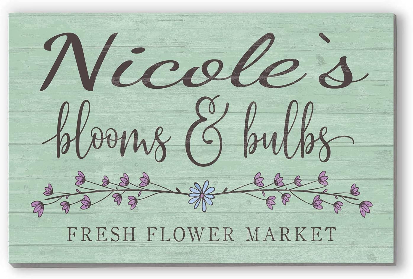 Flower Market Personalized Blooms & Buds Sign for Mother's Day, She Shed, New House, Gardener, Birthday Gift Idea (Green)