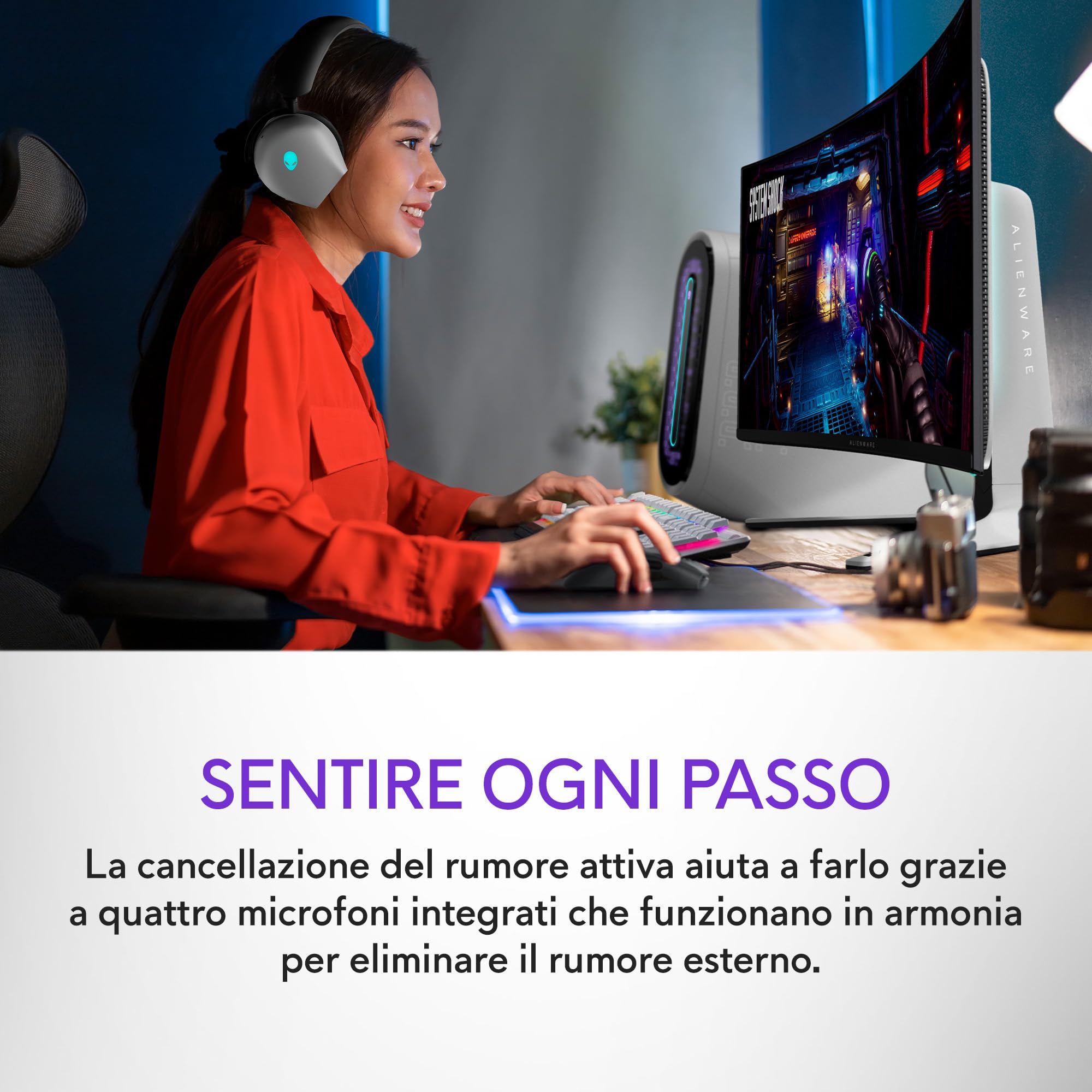 Alienware Dell Gaming Headset AW920H Tri-Mode Built-in microphone. Lunar Light. Wireless. On-Ear. Noice canceling