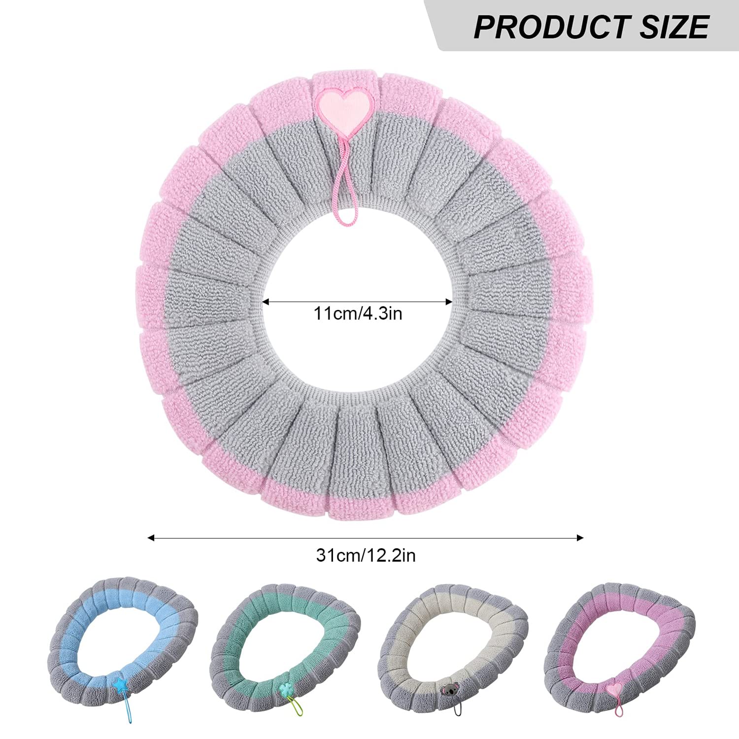 Guojanfon Toilet Seat Cover Pads with Handle, Thick Soft Washable Cushion, Universal Fit Toilet Lid Cover for Bathroom - Image 2