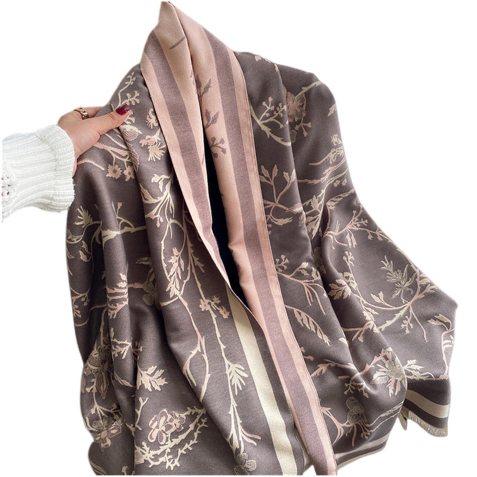 URYYRIT Foulard Écharpe Cachemire Chaude Dames Imprimer Un Châle De Couverture Hivernale Épaisse Et Envelopper Pashmina 180 * 65 Cm Femmes-Wyt150-2