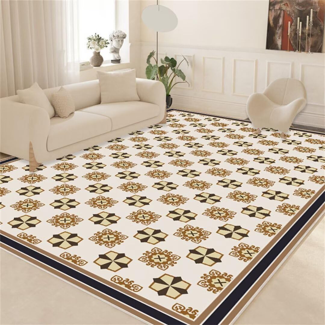 Tapis salle à manger moderne marron 180x280 tapis chambre enfant fille confortable