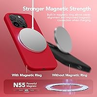 Vista 593 de GONEZ Funda de silicona para iPhone 15 Pro Max, compatible con Magsafe, protector de cámara + protector de pantalla, forro de microfibra suave Negro