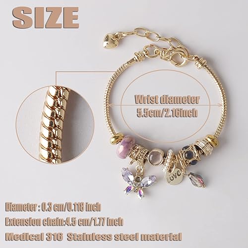 Miniatura 2 de DS Charm Bracelets for teen girls exquisite cute cartoon friendship bracelet Gold Stainless Steel Bangle birthday Gift box Adjustable little girls