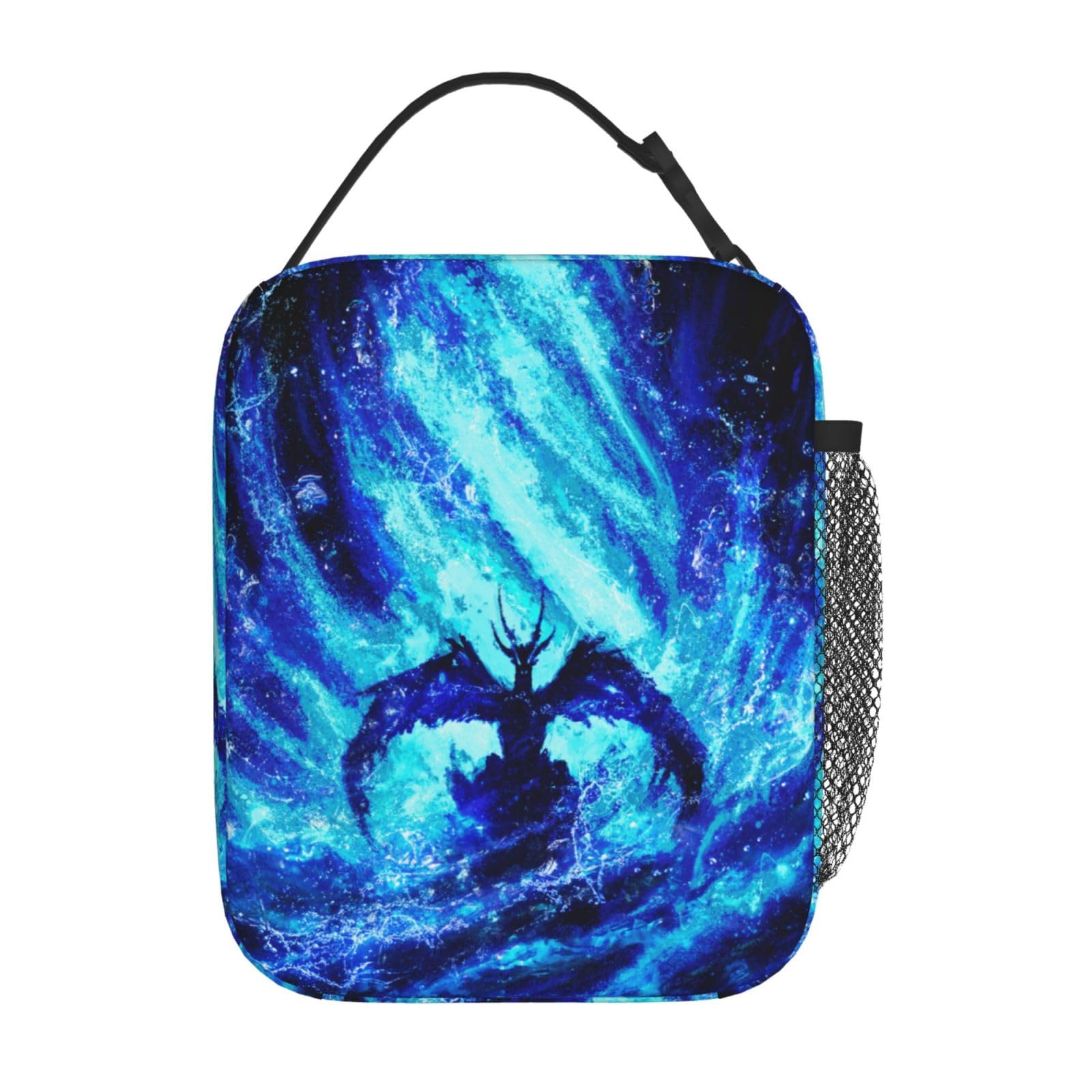 Bolsa de almuerzo con aislamiento de dragón azul fresco, portátil, reutilizable, con cremallera, para hombres y mujeres, trabajo, picnic, viajes, camping