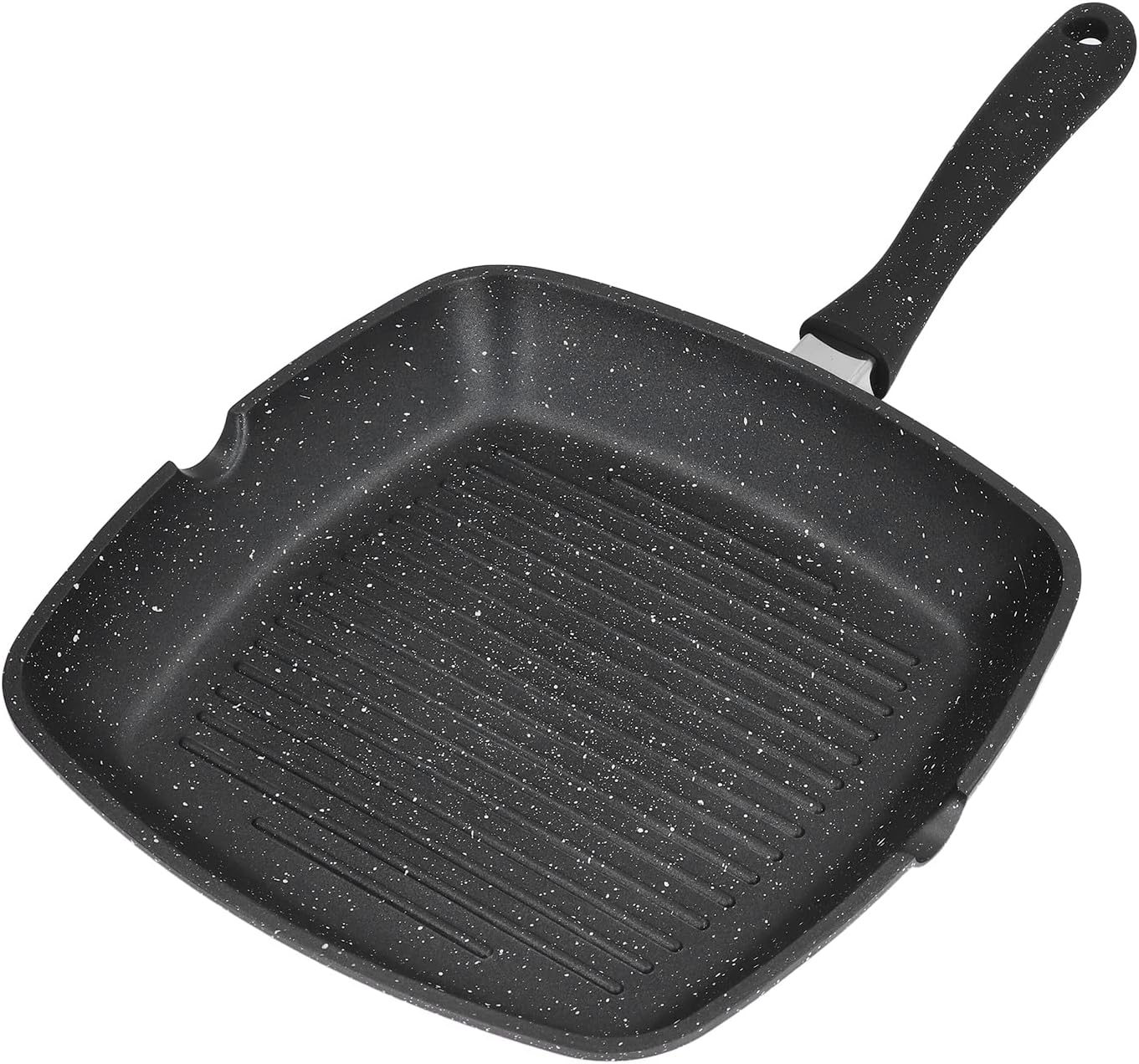 REUIQU Grill Pan, Square Cast Iron Grill Pan Steak Pan with Nonstick Surface, Sear