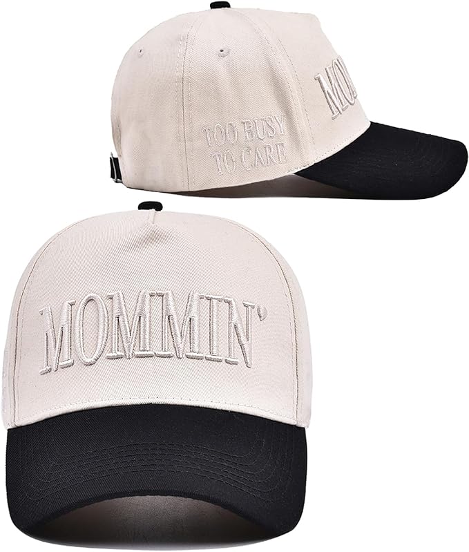 Mommin Trucker Hat for Women, Vintage Embroidered Mom Baseball Cap, Adjustable Women Ponytail Hat