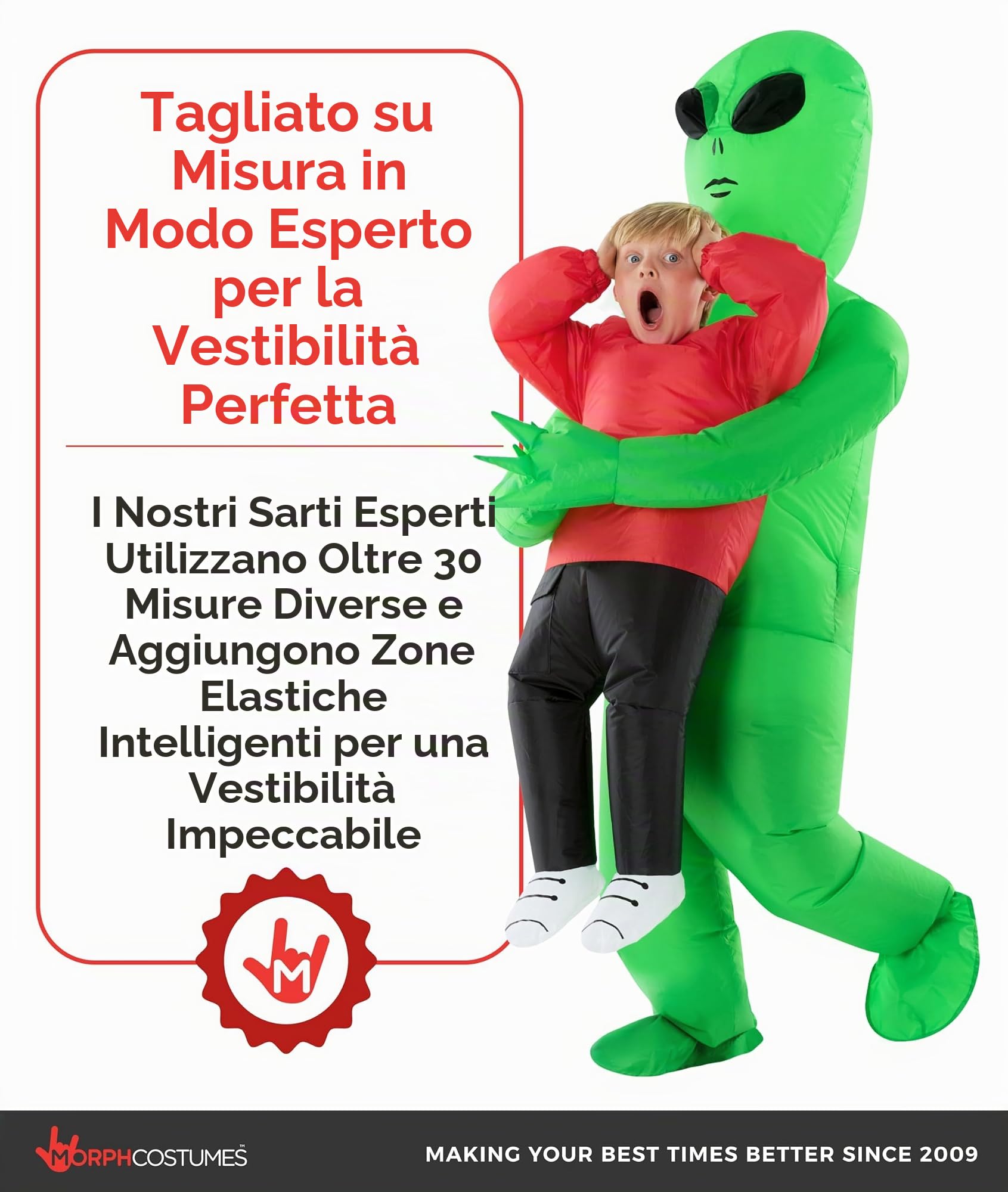 Morph Costume da alieno per bambini, costume gonfiabile rosso da alieno, costumi di Halloween per bambini, costume di Halloween per ragazzi