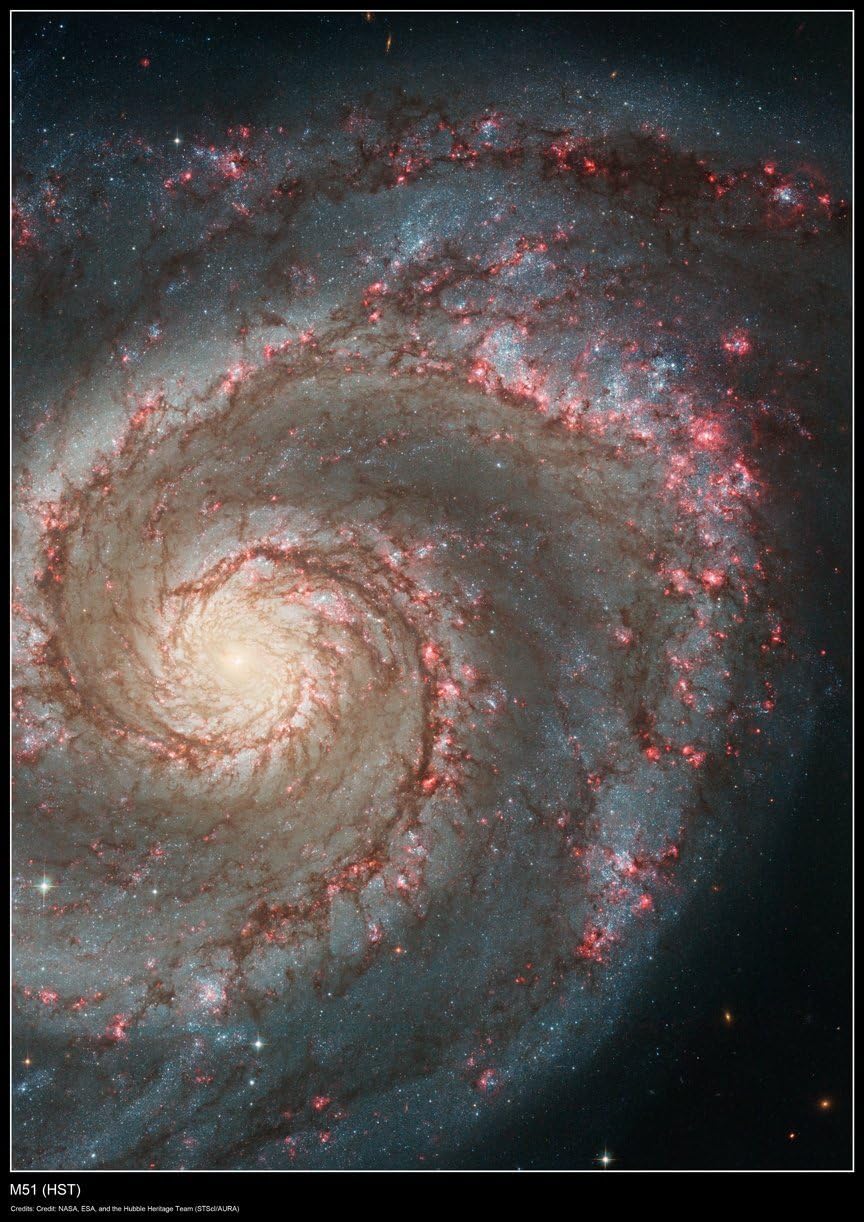 Tiger Moon The Tiger Moon Trading Company Ltd M51 (HST) - Hubble Space Telescope Poster - A2 Size - 42 x 59.4 cm - Paper Laminated