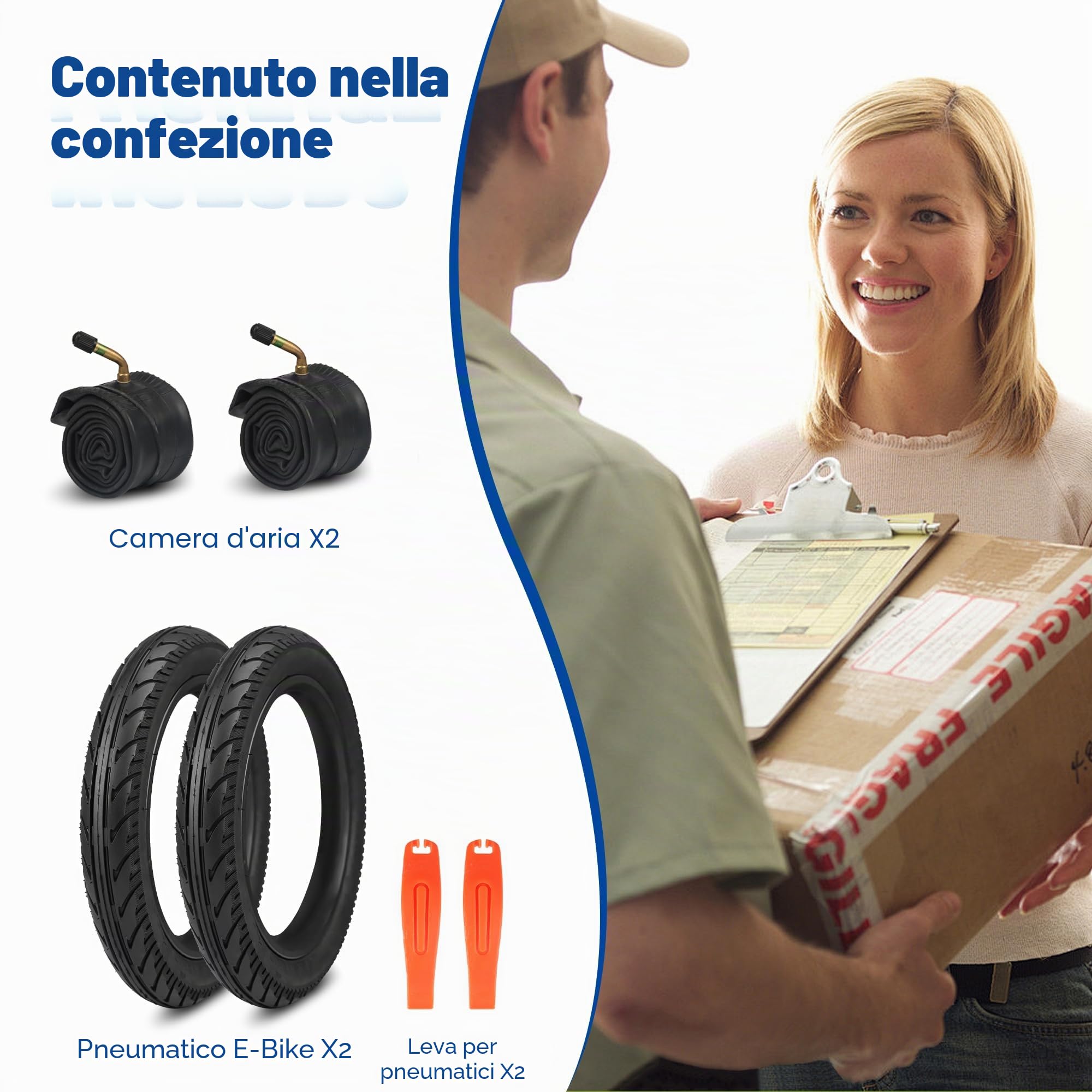 Set di 2 pneumatici e camera d'aria da 14 x 2,125 pollici (54 – 254) per biciclette elettriche al litio, BMX e scooter, 40 psi, include 2 leve per pneumatici (stile B, 35,6 x 5,4 cm)