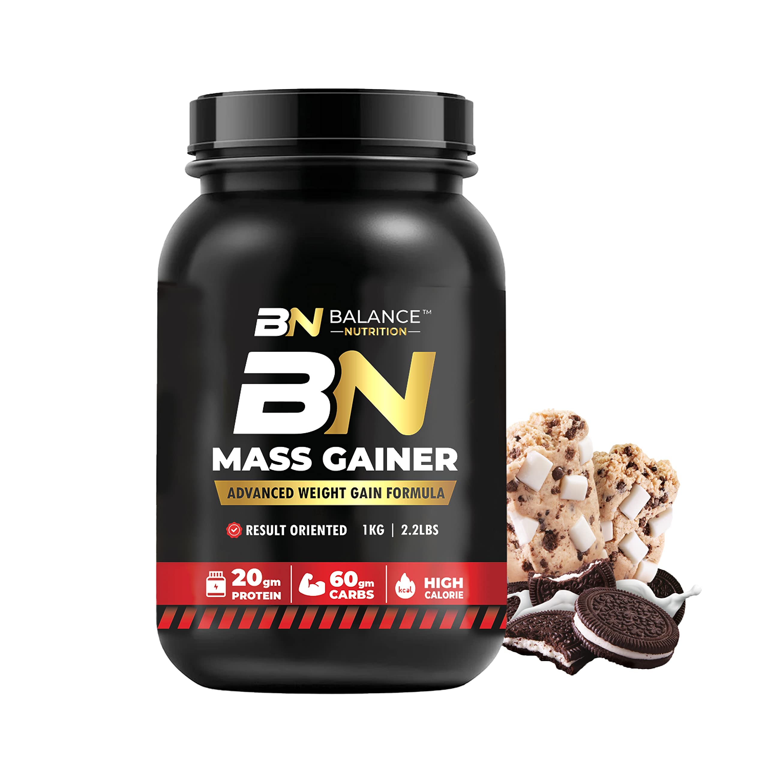 BN BALANCE NUTRITION Mass Weight Gainer Protein Powder | Gain Strength & Size | Gainer with with L-Glutamine & Digestive Enzymes (Cookies & Cream, 1Kg) (B0BV2G95F3) Amazon Price History, Amazon Price Tracker