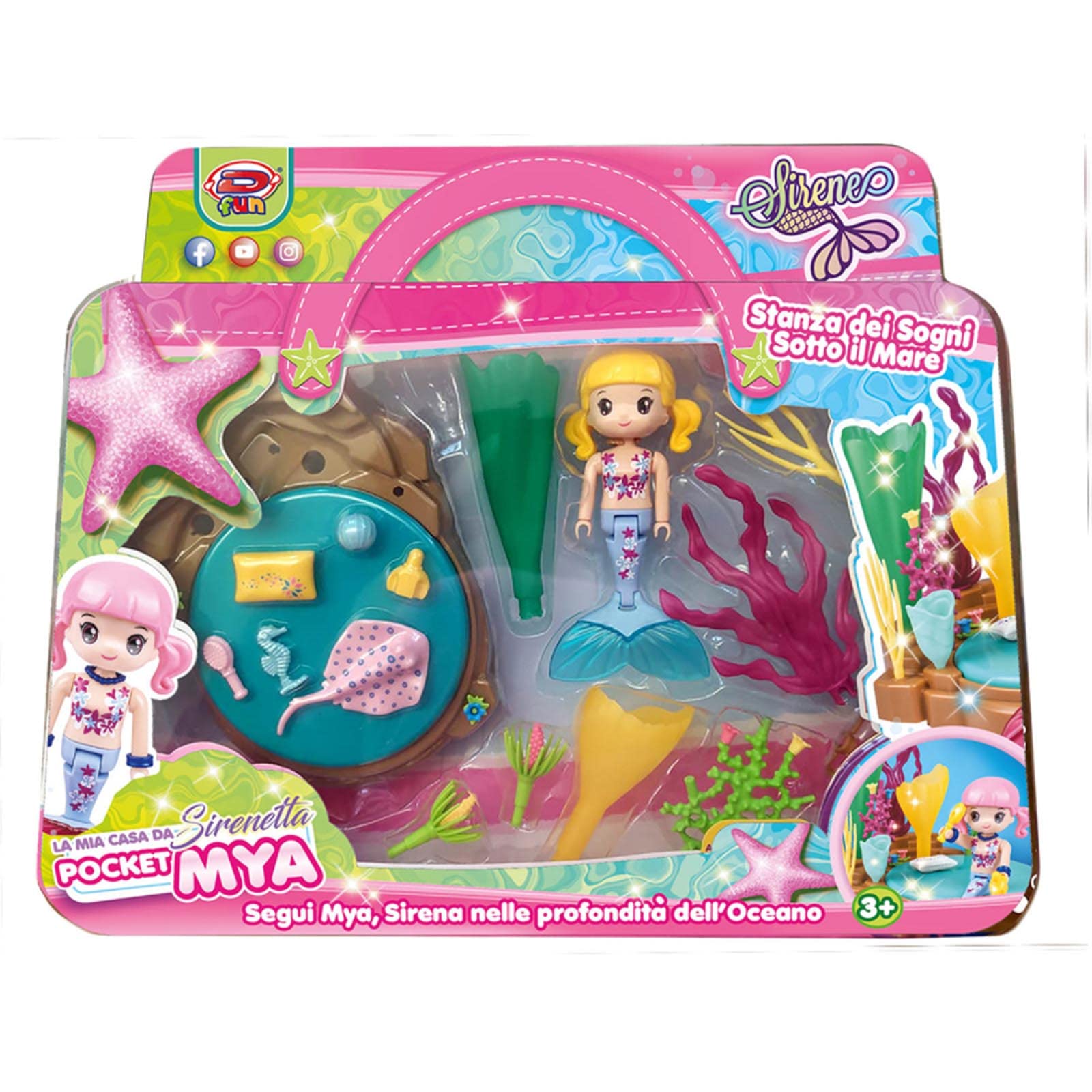 DYNIT KIDS Pocket MYA Meerjungfrau Spielset | Mit Beweglichem Schwanz & Zubehör