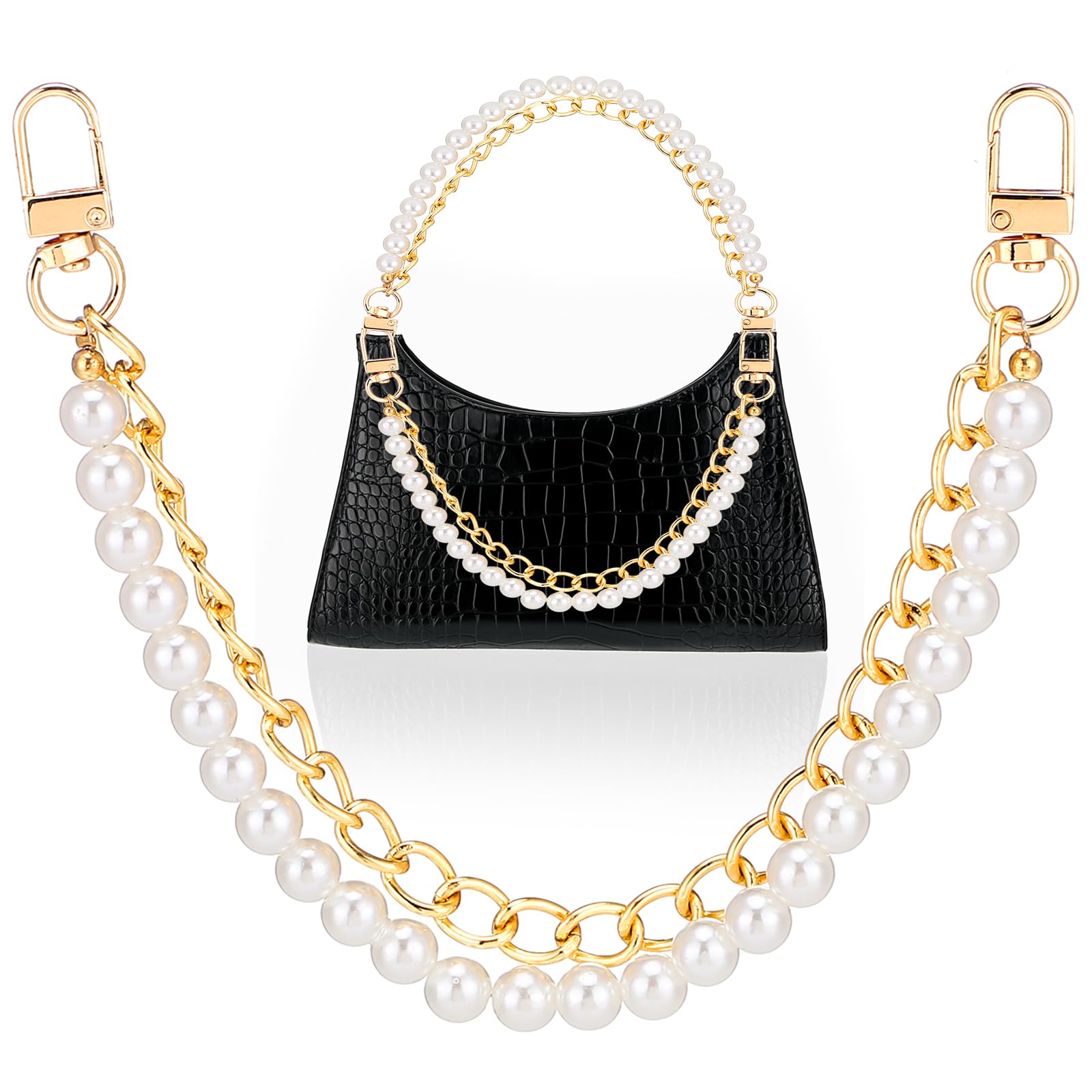 1 Psc Premium Pearl Purse Chain 13" Gold Bag Strap Extender Chain Short Handle Replacement Pearl Bag Charms for Women Handbags Wallet Crossbody Shoulder Bags Decoration Accessories-image-49