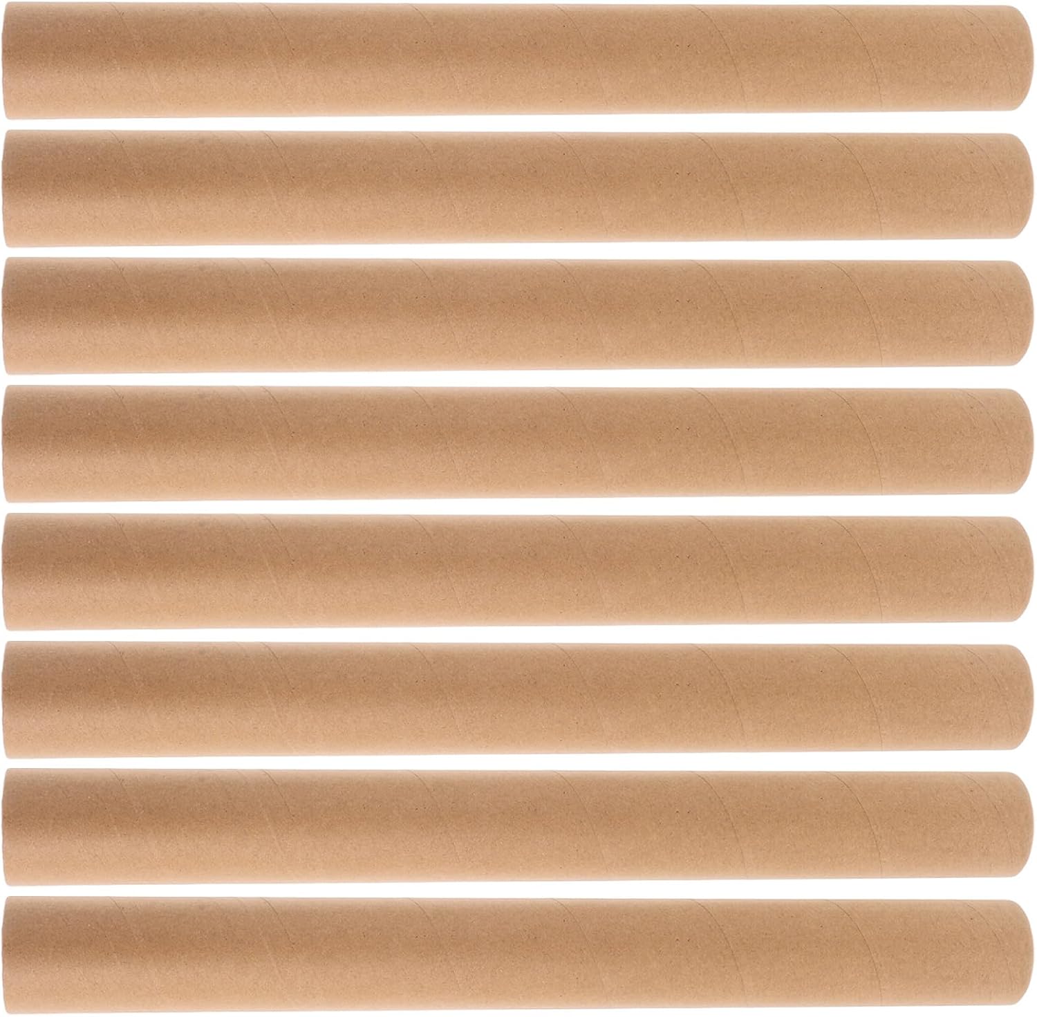 8pcs Khaki Kraft Paper Mailing Tubes with Plastic Caps, 16 Inch Cylindrical Poster Carrier Tubes for Art Prints and Blueprints, Portable and Secure Closure for Mailing and Art