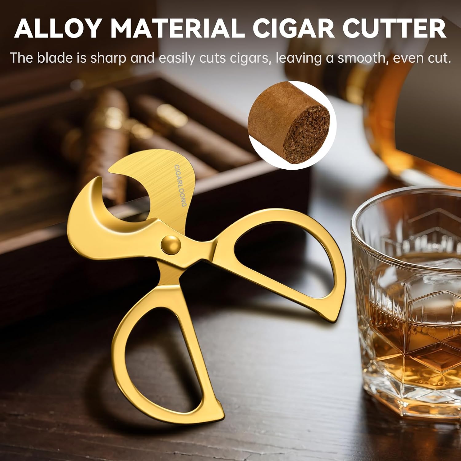 Cigar Cutter Scissors, Stainless Steel Cigar Guillotine Double Blade Straight Cut Cigar Accessories for Cigars, Portable Sharp Clean Cut(Silver)