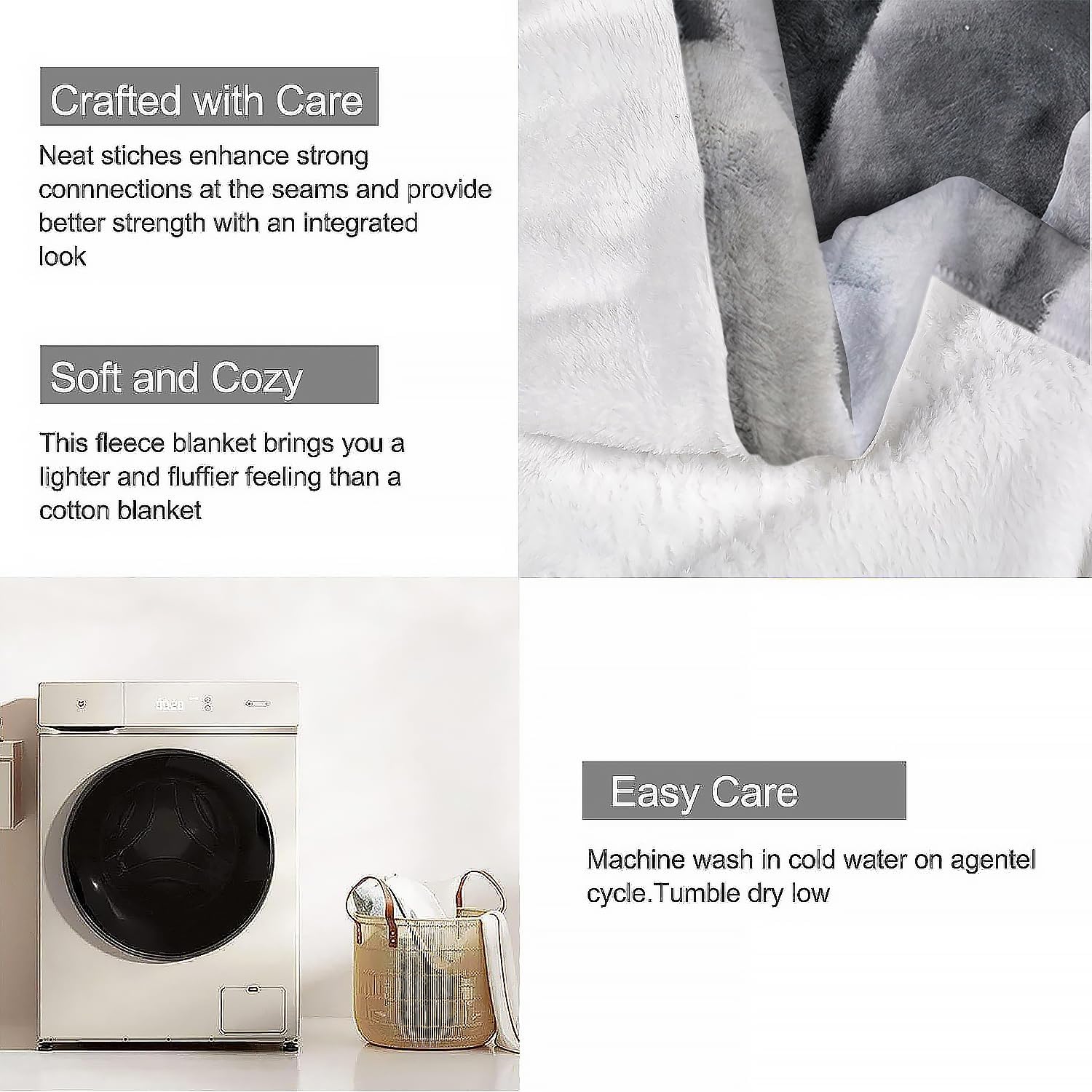 Realistic Antarctic Animals Blanket, Grey and White Penguins Resting on The Snow, Plush and Smooth Hand Feel for Kids Adults, 50"x60" - Image 5