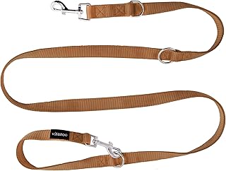 Hundeleine in braun, solide und in 4 Längen verstellbar - geeignet für große und Starke Hunde - Hundeleine, Doppelleine - Gesamtlänge 2m