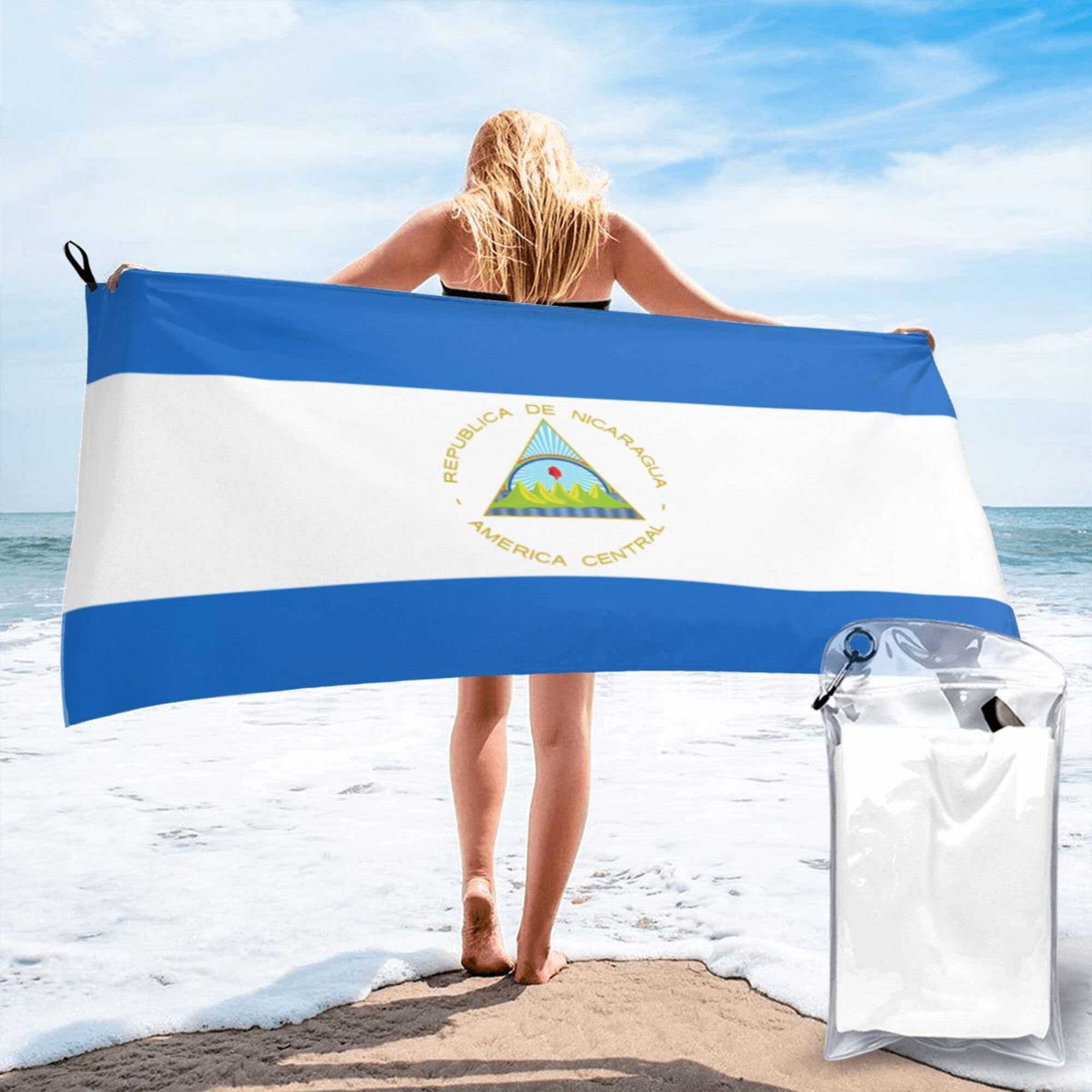 Lsjuee Flag of Nicaragua Microfiber Beach Towel-Quick Dry Oversized Towels Blanket for Travel Pool Camping