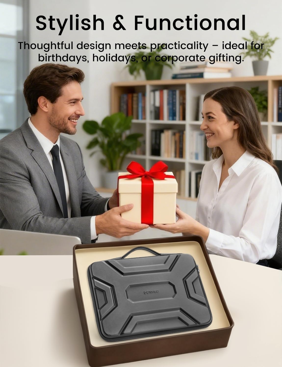 DOMISO 15.6 inch Laptop Sleeve Shoulder Bag Shockproof Computer Bag Waterproof EVA Protective Carrying Case for 16" MacBook Pro/Max M2 M1 2019-2023,15"-16" HP Dell Asus Laptop,Dell XPS 15,Dark Grey - Image 7