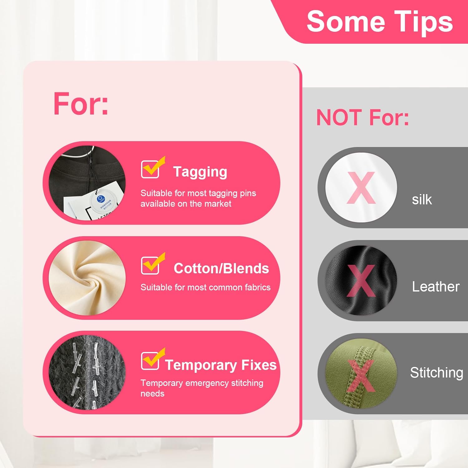 Handheld Stitch Tag Gun for Clothes, Quick Clothing Fixer, Tagging, Sewing Kit Includes 6 Needle, 1000 Black Fasteners & 1000 White Fasteners, Pink Blue - Image 8