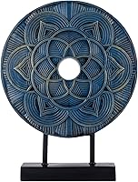 HODESunPure Blue Water Lily Resin Sculpture - Modern Abstract Home Decor for Living Room, Kitchen Cabinet, Console Table Centerpiece (9.5x12x2.5")