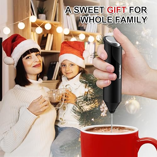Miniatura 7 de Bonsenkitchen - Batidora espumadora de leche eléctrica máquina automática a pilas para café bulletproof matcha chocolate caliente minimezclador de