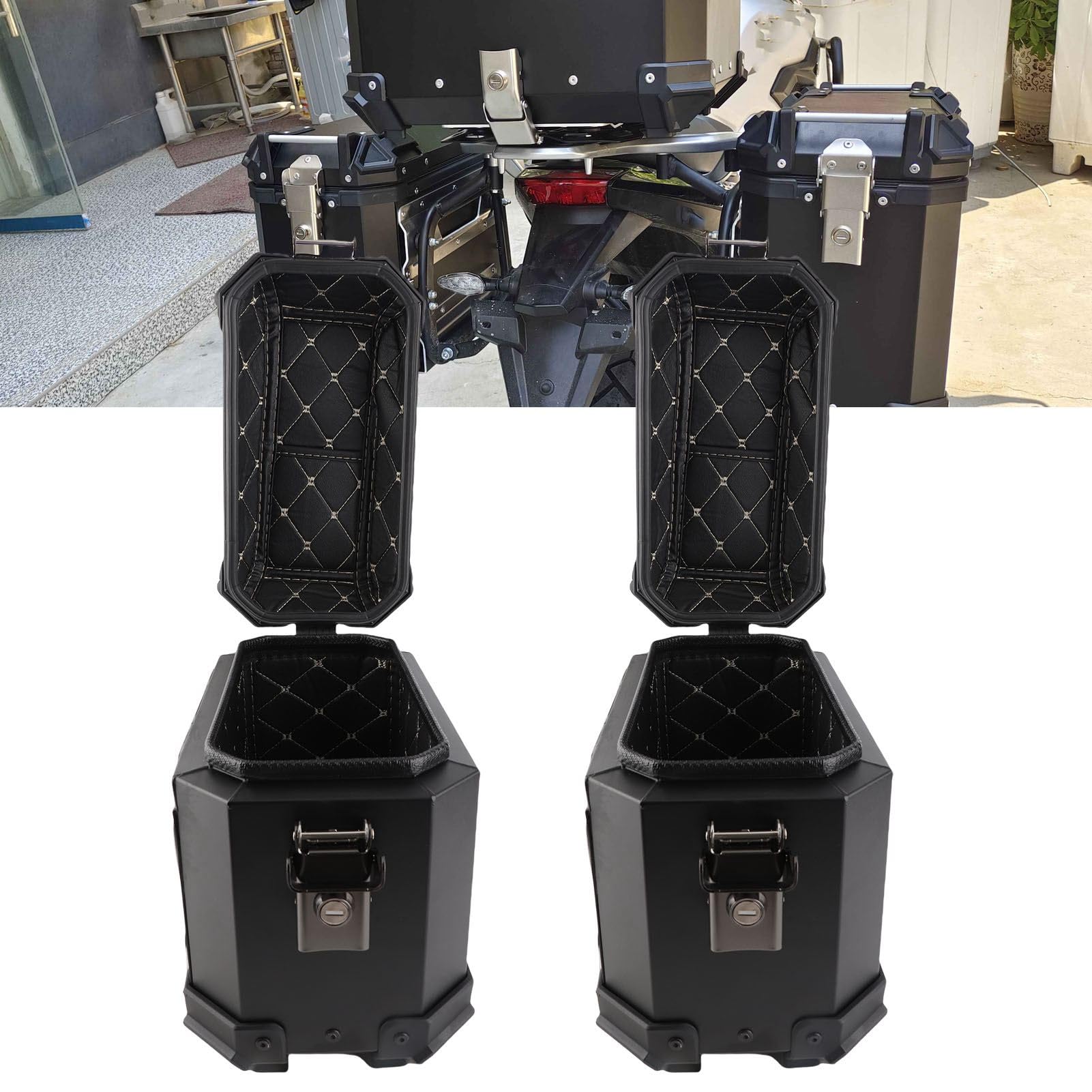 Universal Fit Aluminium Alumside Case 18L Lewy Prawy Pudełko na twardą Siodło z Pudełkiem z szafką na Rack i bagaż