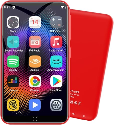 Reproductor de MP3 con Bluetooth y WiFi, 80 GB de almacenamiento y sistema operativo Android, pantalla táctil de 4 pulgadas, reproductor de música y