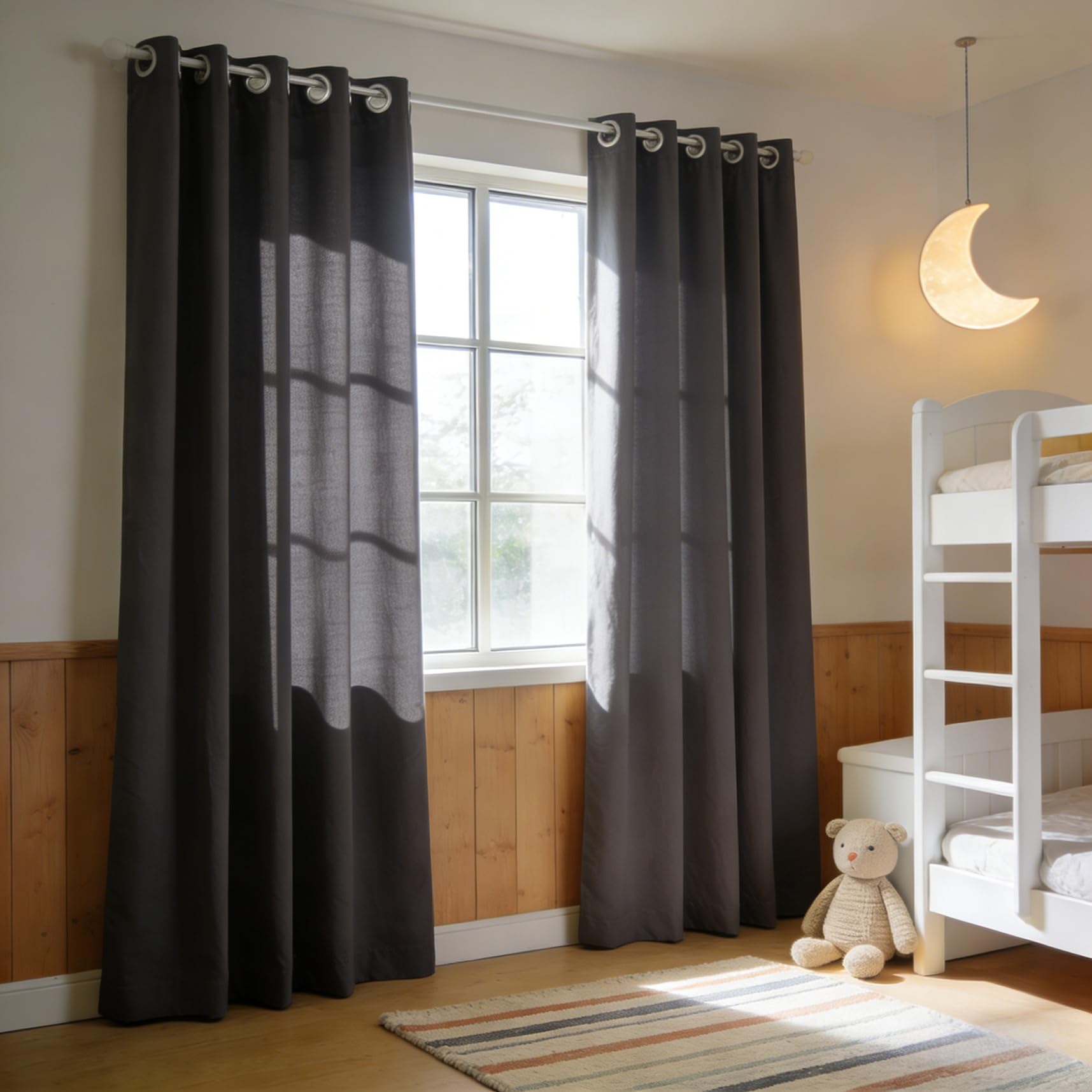 Rideaux thermiques occultants anti-bruit gris foncé 160 x 265 cm pour chambre