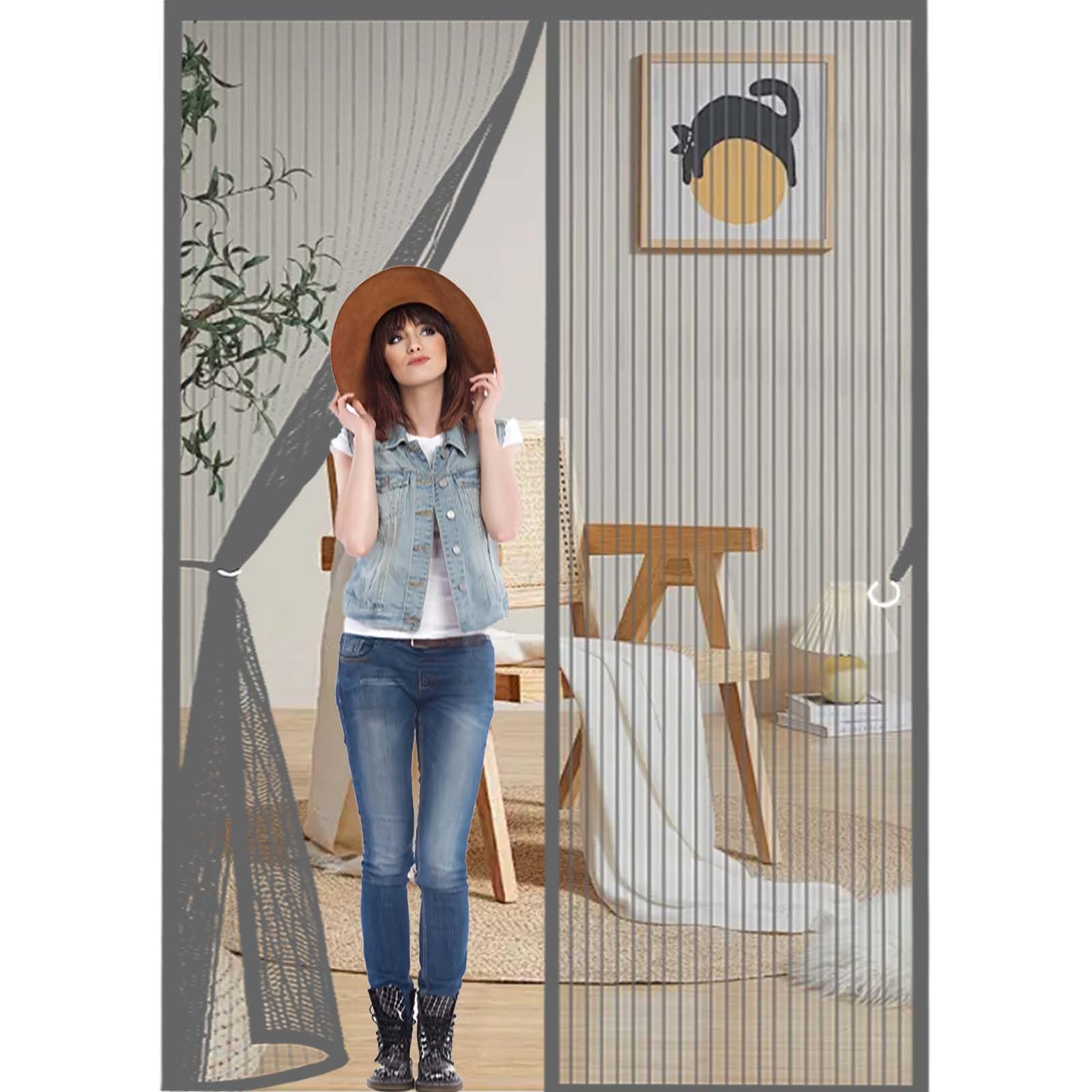 Feijdon Grey Fly Curtains 130X195cm(Widthxhigh) Powerful Magnets And Full Frame Magic Tape, No Drill Installation Screen Doors With Magnets Hundreds Of Sizes, Lets Fresh Air In,