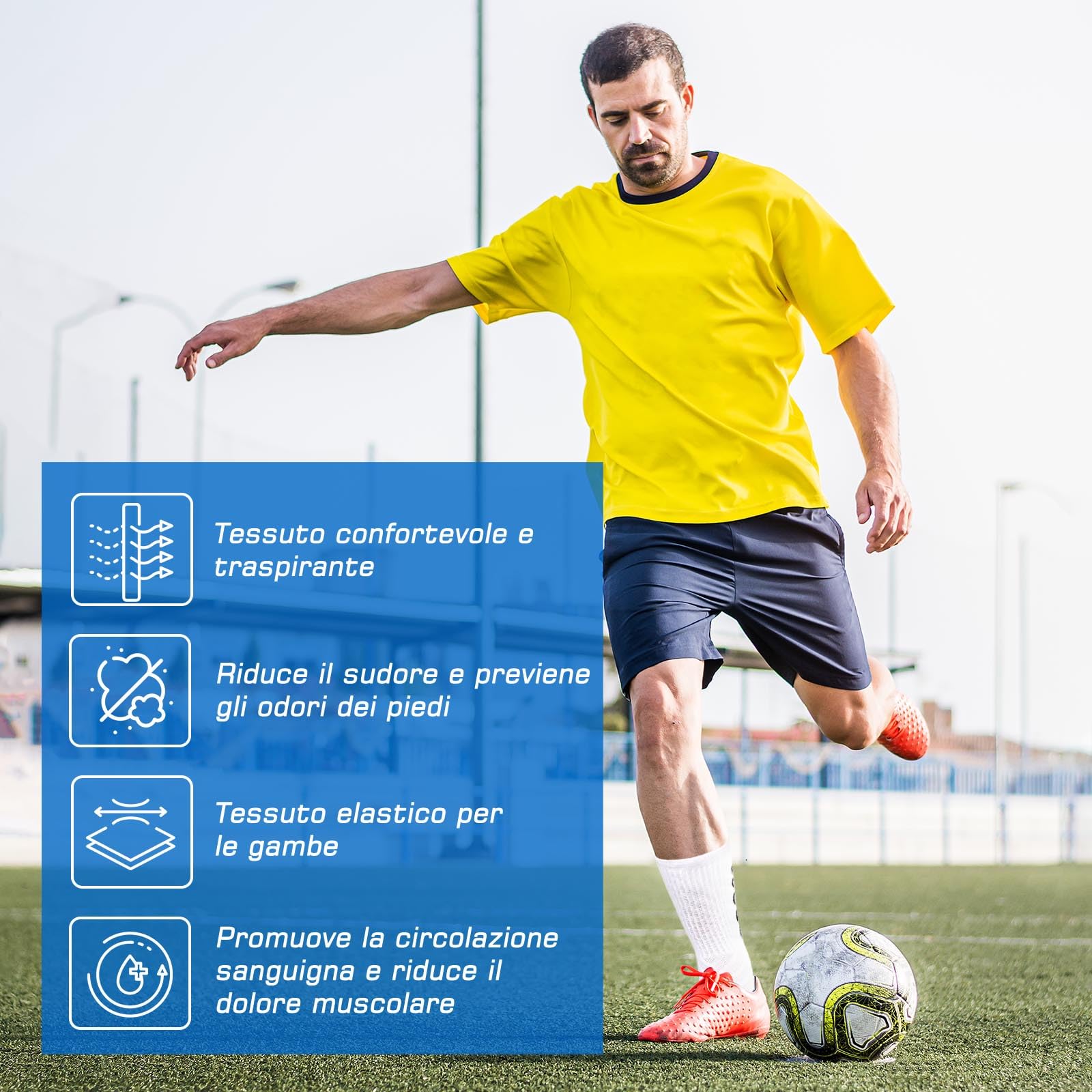 PUTUO Calze da Calcio Antiscivolo per Uomo: Calzini Sportivi da Calcio Grip Calzettoni Sport Traspiranti per Basket Pallacanestro Trekking Tennis Yoga 4 Paia 39-46
