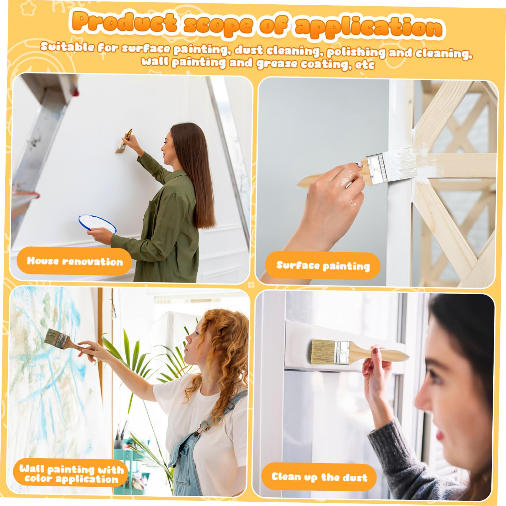 30pièces Lot de Pinceaux pour Et Murs Manches Usage Polyvalent pour Peinture Et Retouche Ensemble Professionnel