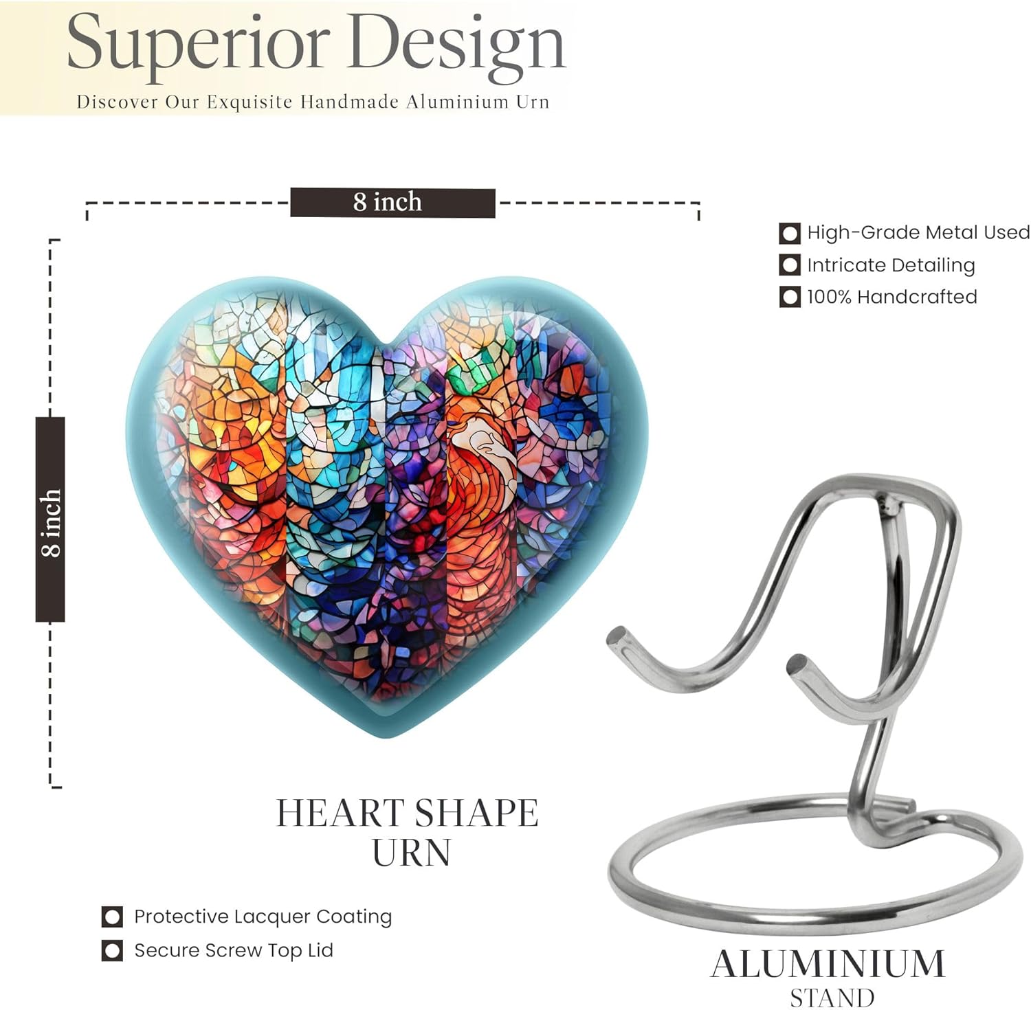 Heart Shaped Marble Design Funeral Urn Set - Large Urn for Human Ashes Adult Male Or Female with Matching Mini Keepsake Urns - Cremation Urns for Ashes, Burial Memorial Containers - Set of 2