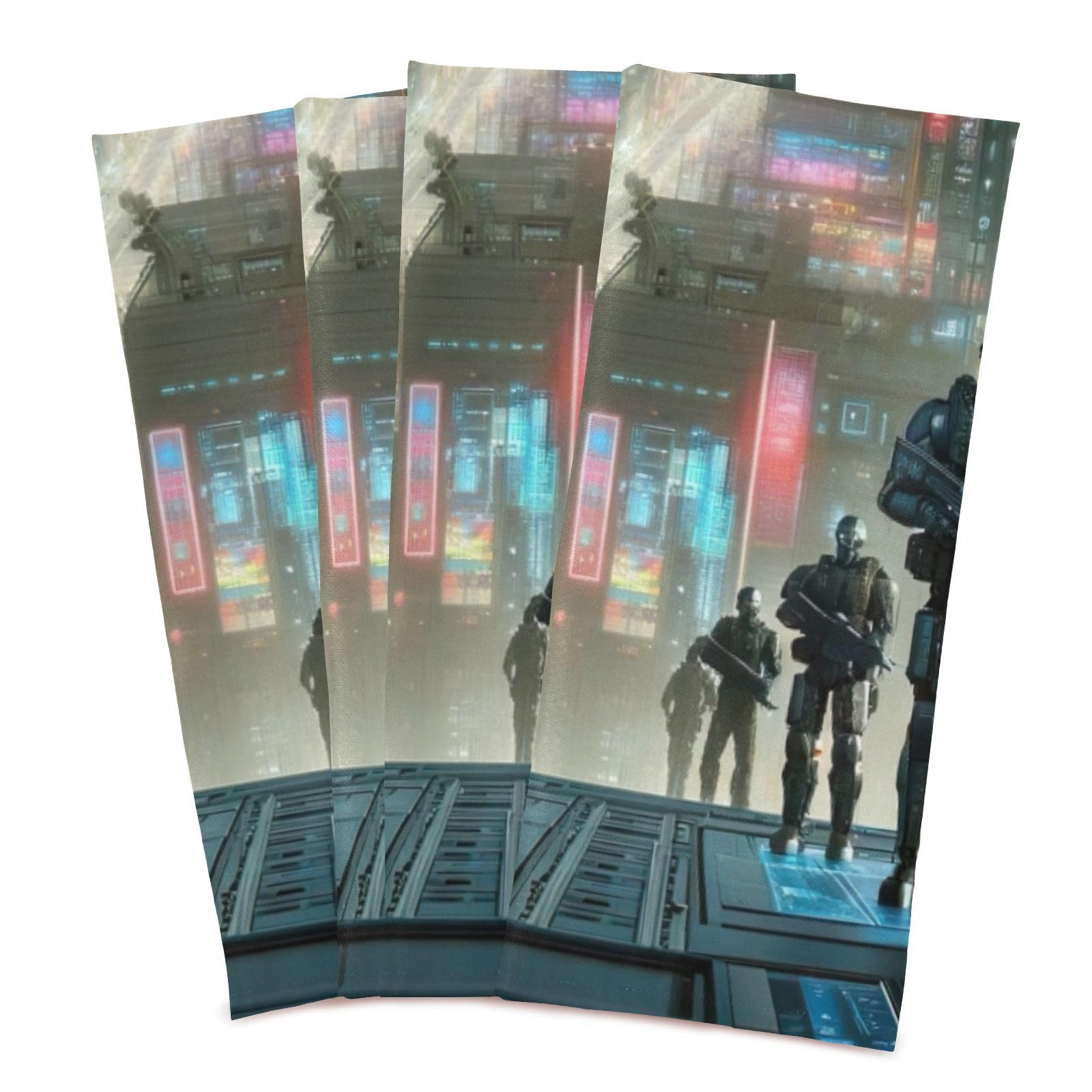 ODAWA Science Robots Dish Towels Kitchen Dishcloth Towels Dish Cloth for Household Cleaning, Set of 4