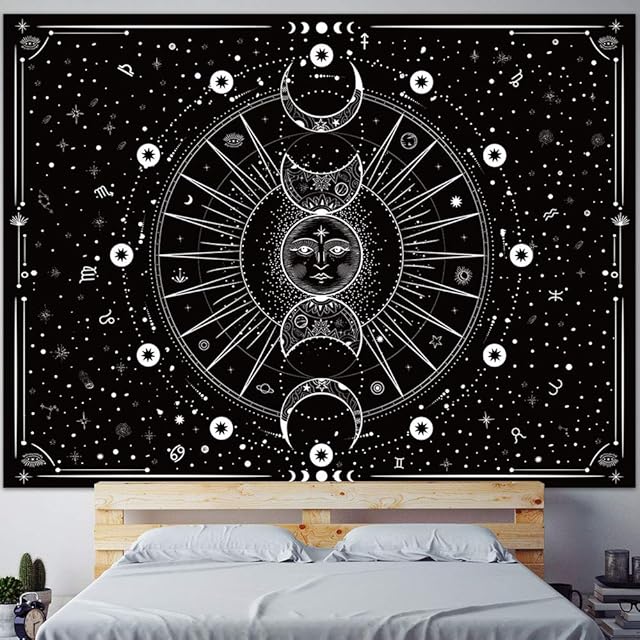 OZCHIN Tapestry Wall Hanging Stars Space Psychedelic Black and White Tapestries Wall Tapestry for Home Decor for Bedroom, Living Room, Dorm