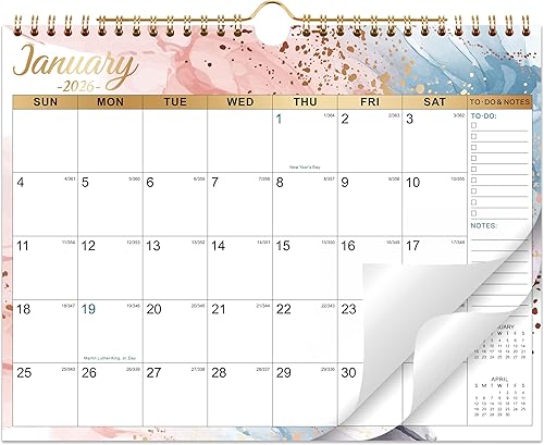 Calendario 2026 – Calendario de pared 2026, de enero de 2026 a diciembre de 2026, 11 x 8.5 pulgadas, calendario 2026 de 12 meses con papel grueso