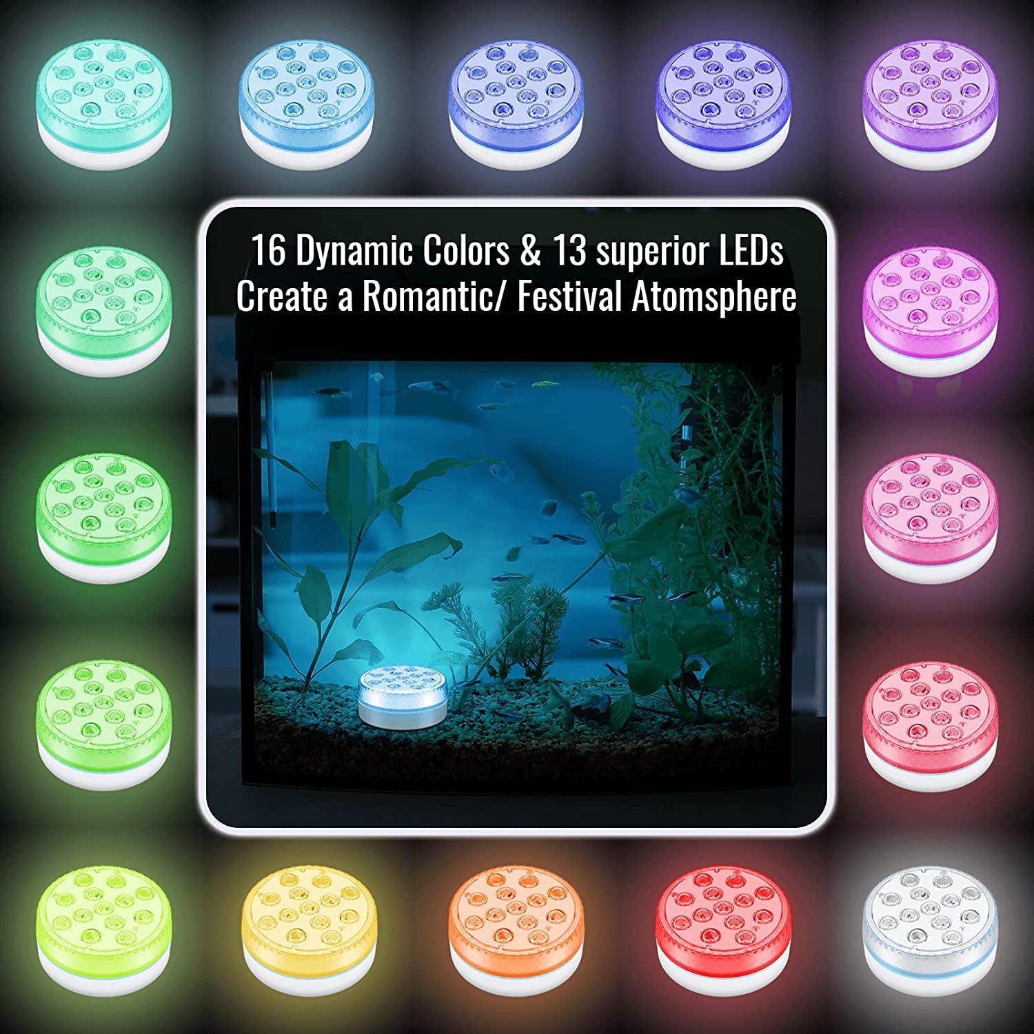 LED Teichleuchten Unterwasser Poolbeleuchtung mit Magnetisch und Saugnäpfen 16 Farben HF-Fernbedienung Wasserdicht Unterwasser Licht Pool Lichter für Pool Teich Badewanne Brunnen Aquarium,4 pack